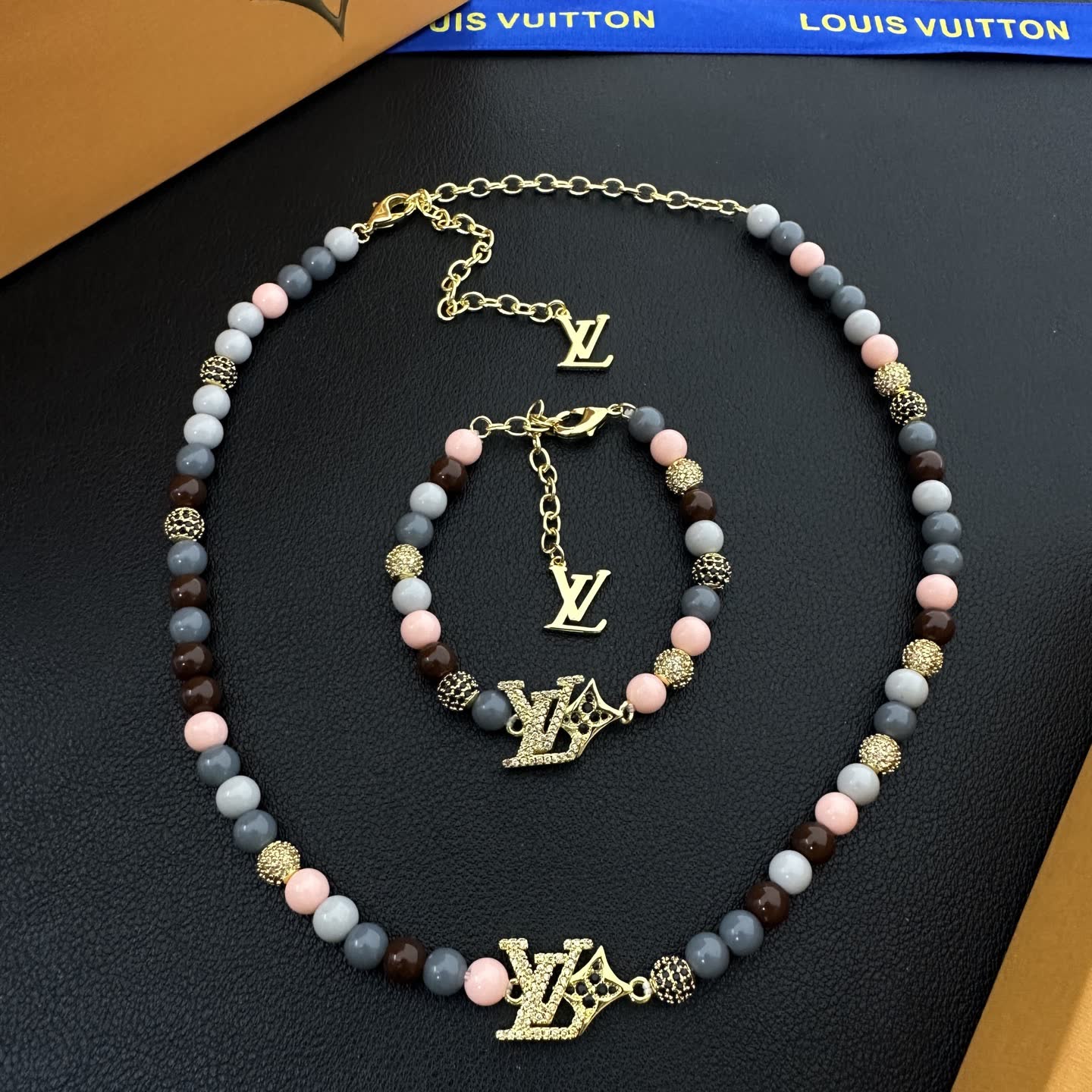 Louis Vuitton Beaded Necklace and Bracelet Set Louis Vuitton Beaded Necklace and Bracelet Set